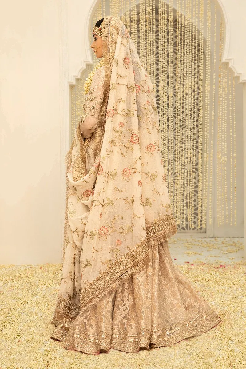 Maria.B Couture Ivory Gold MC-047 3 Pieces Unstitch Fully Hand Work