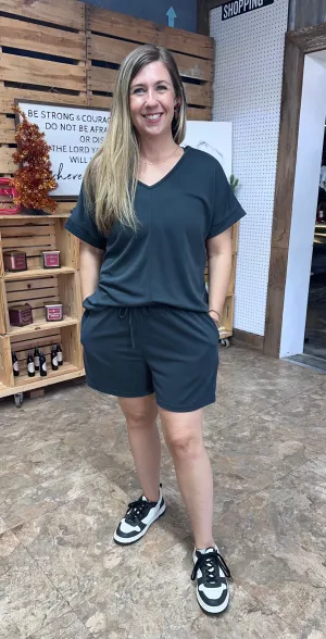 Matchy Matchy Top- Charcoal
