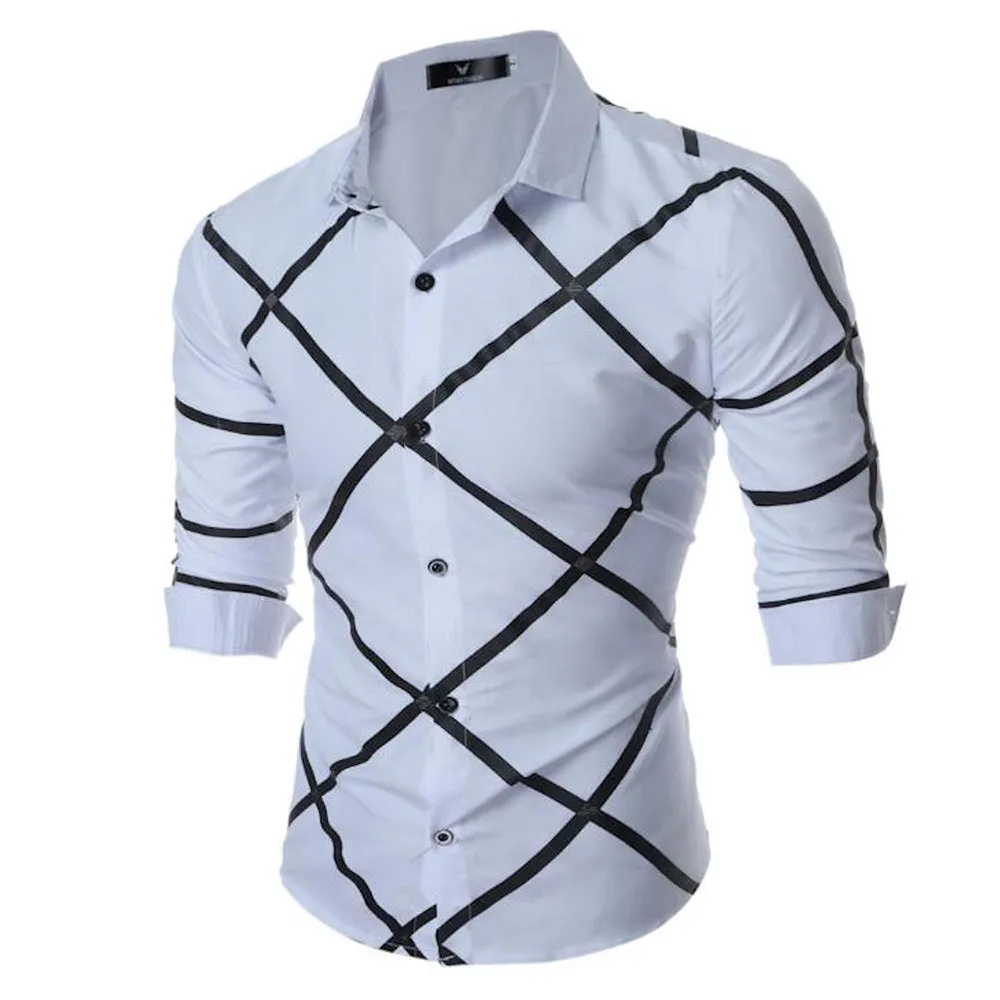 Men's Button down Tailor Fit Soft 100% Cotton Short Sleeve Dress Shirt White Check casual And Formal