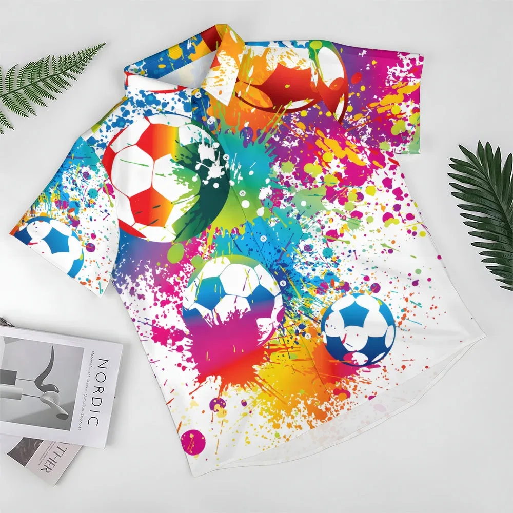 Men's Casual Football World Cup Button Up Shirts 2406000603
