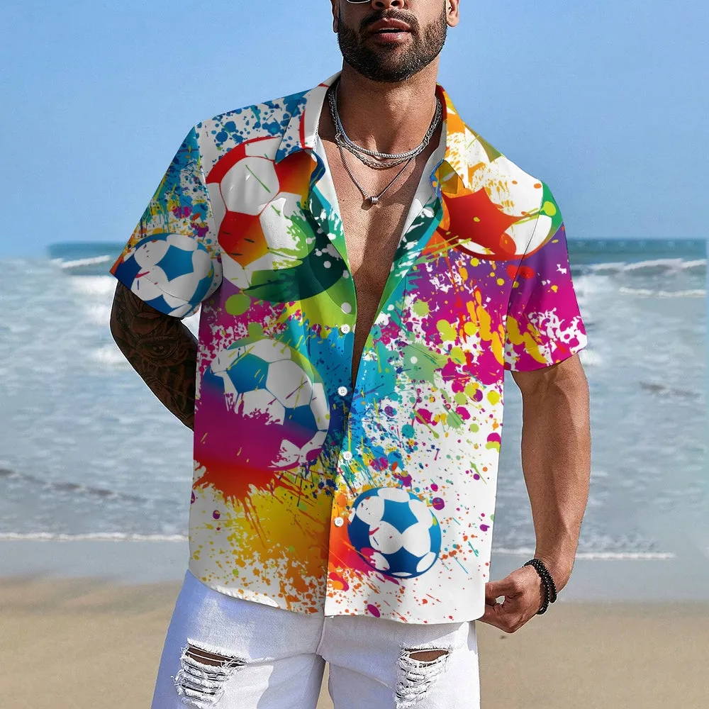 Men's Casual Football World Cup Button Up Shirts 2406000603