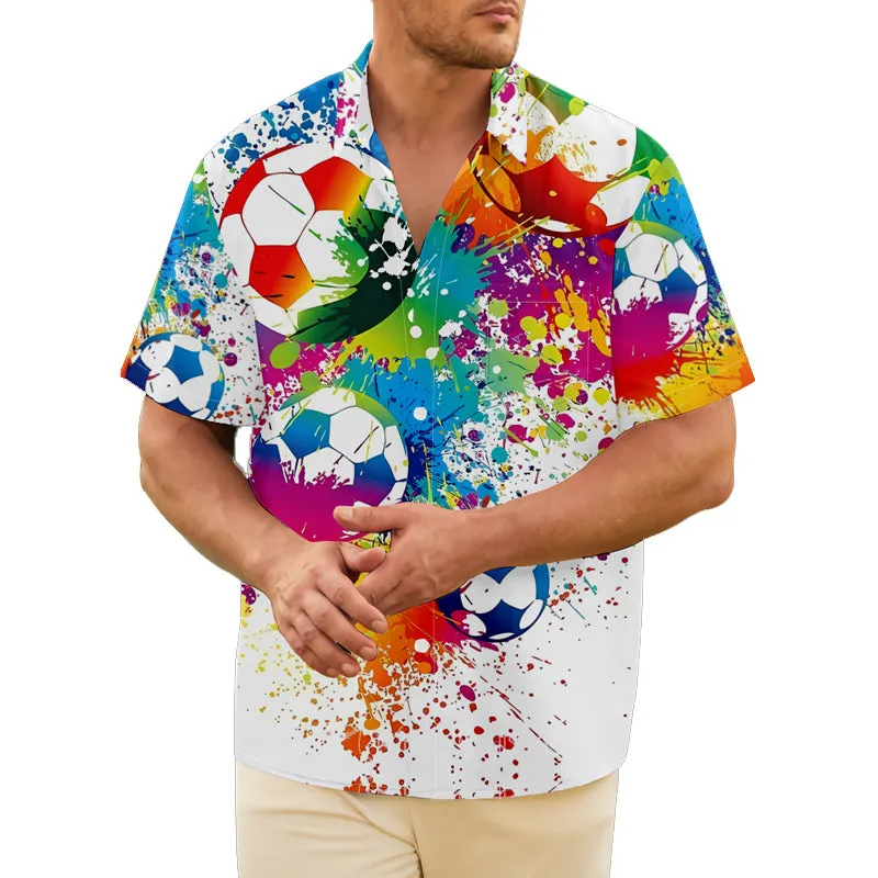 Men's Casual Football World Cup Button Up Shirts 2406000603