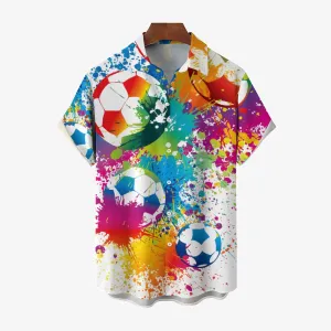 Men's Casual Football World Cup Button Up Shirts 2406000603