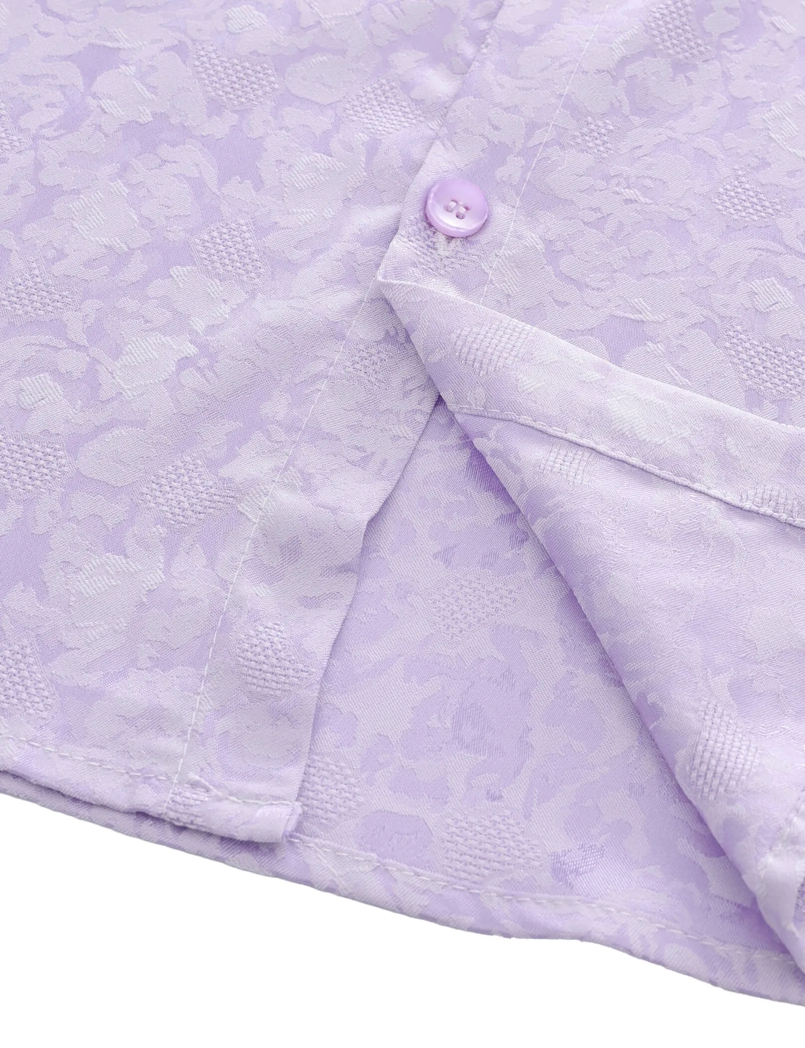 Men's Jacquard Satin Casual Short Sleeve Button Up Shirts