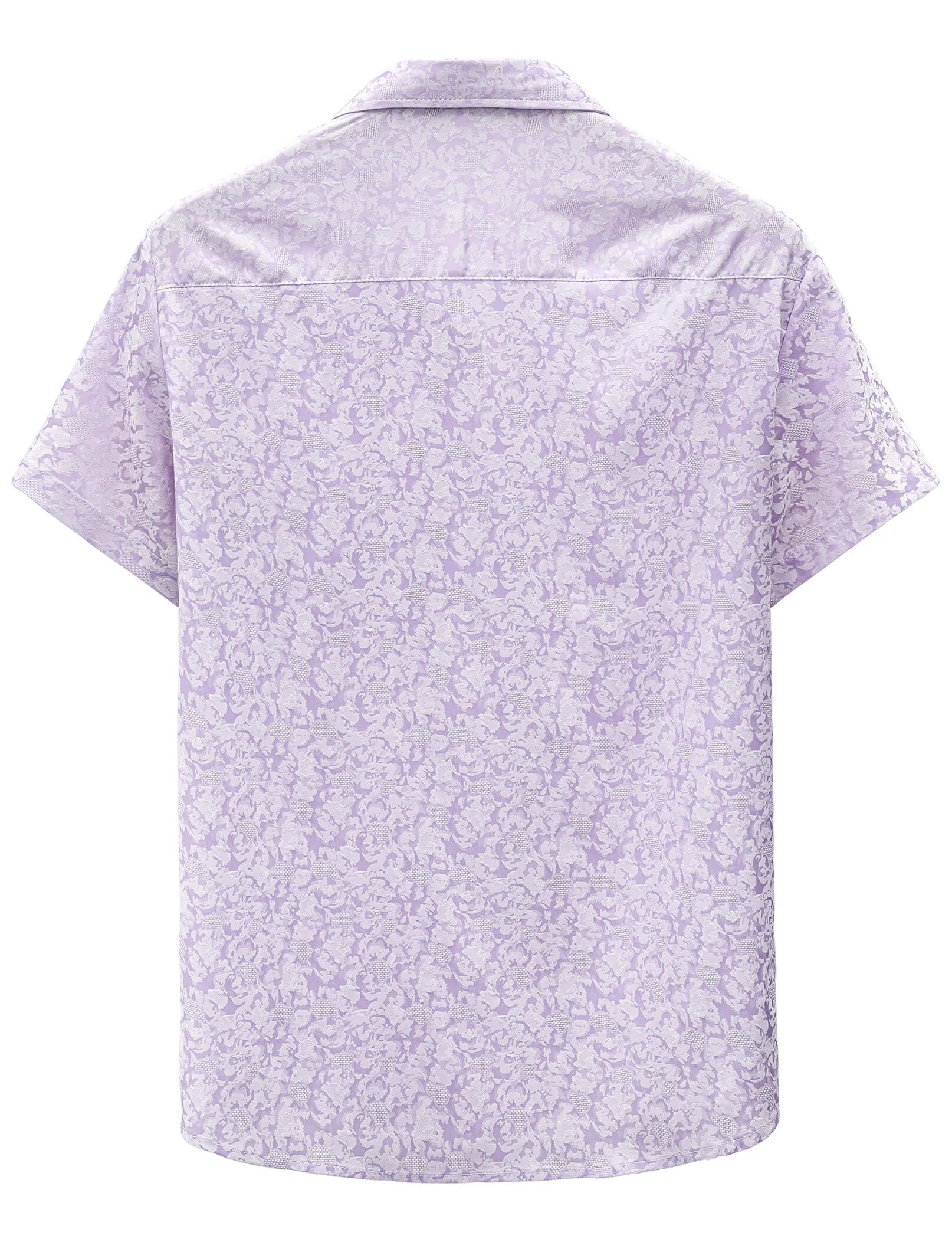 Men's Jacquard Satin Casual Short Sleeve Button Up Shirts