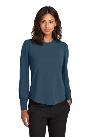 Mercer Mettle Women's Stretch Jersey Long Sleeve Blouson Top MM1019 Insignia Blue
