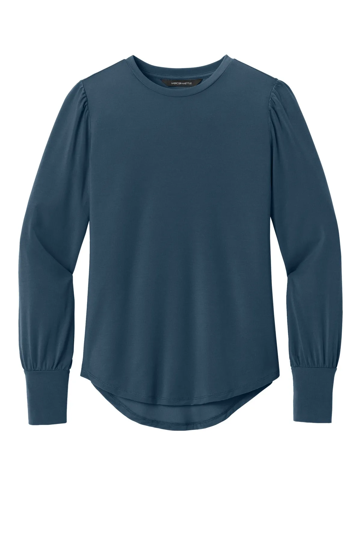 Mercer Mettle Women's Stretch Jersey Long Sleeve Blouson Top MM1019 Insignia Blue