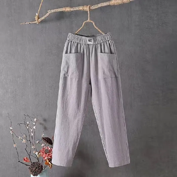 Mila | Casual Cotton Linen Trousers with Elasticated Waist