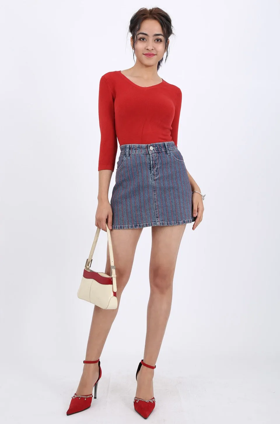 MISS PINKI Autumn 3/4 sleeve V-neck Knitwear - red - Petite
