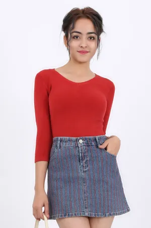 MISS PINKI Autumn 3/4 sleeve V-neck Knitwear - red - Petite