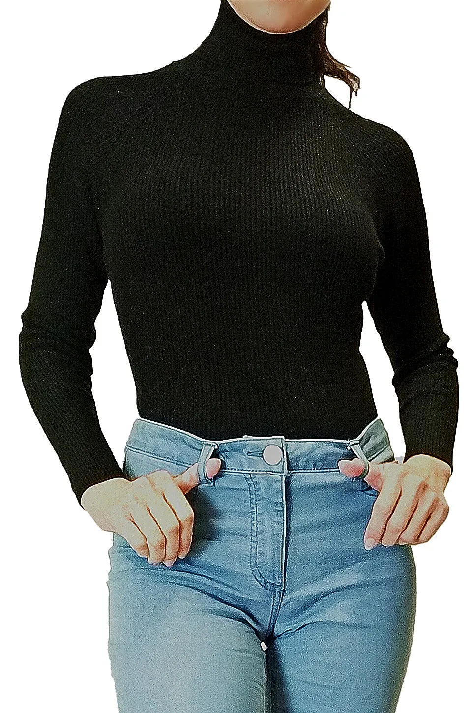 MISS PINKI Christina Roll Neck Jumper turtle neck knitwear - Black - S/M