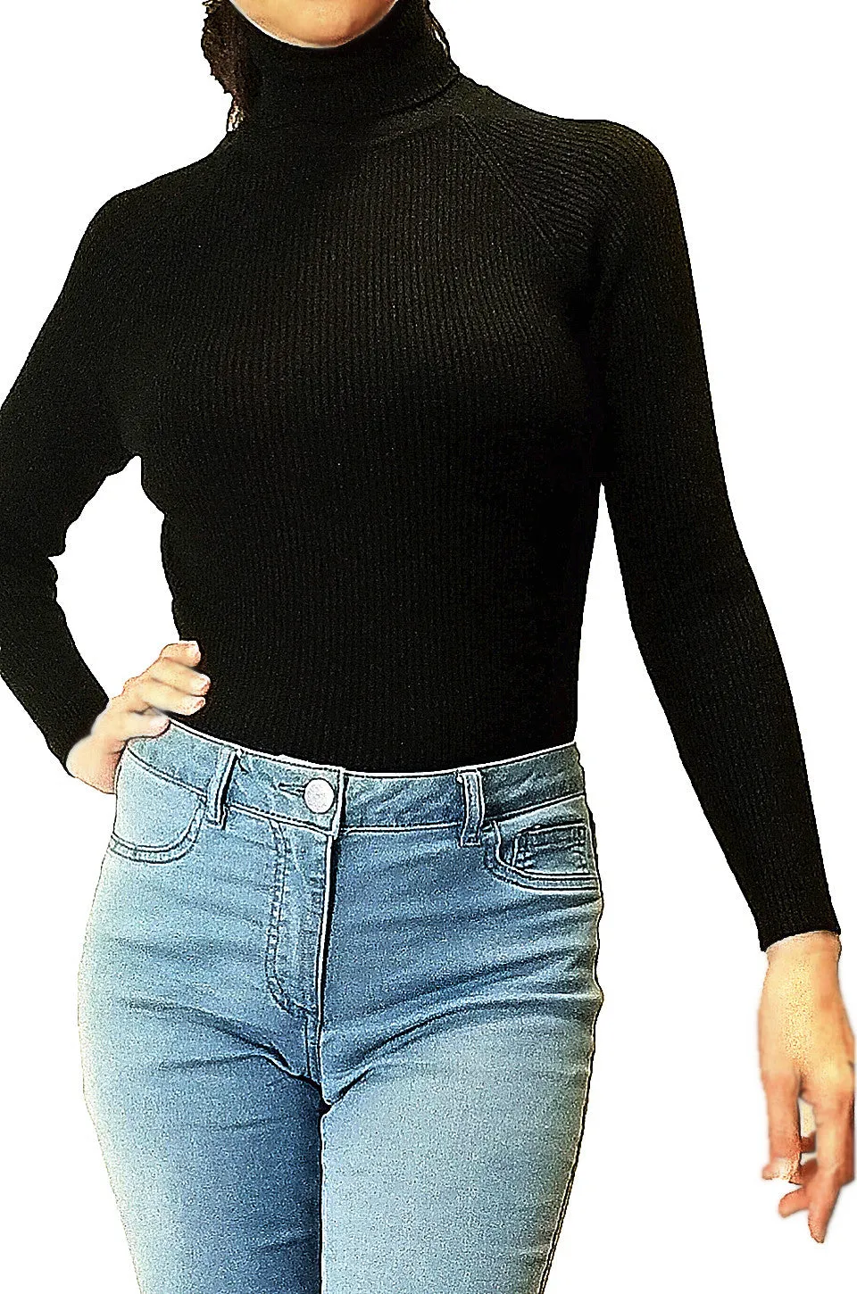 MISS PINKI Christina Roll Neck Jumper turtle neck knitwear - Black - S/M