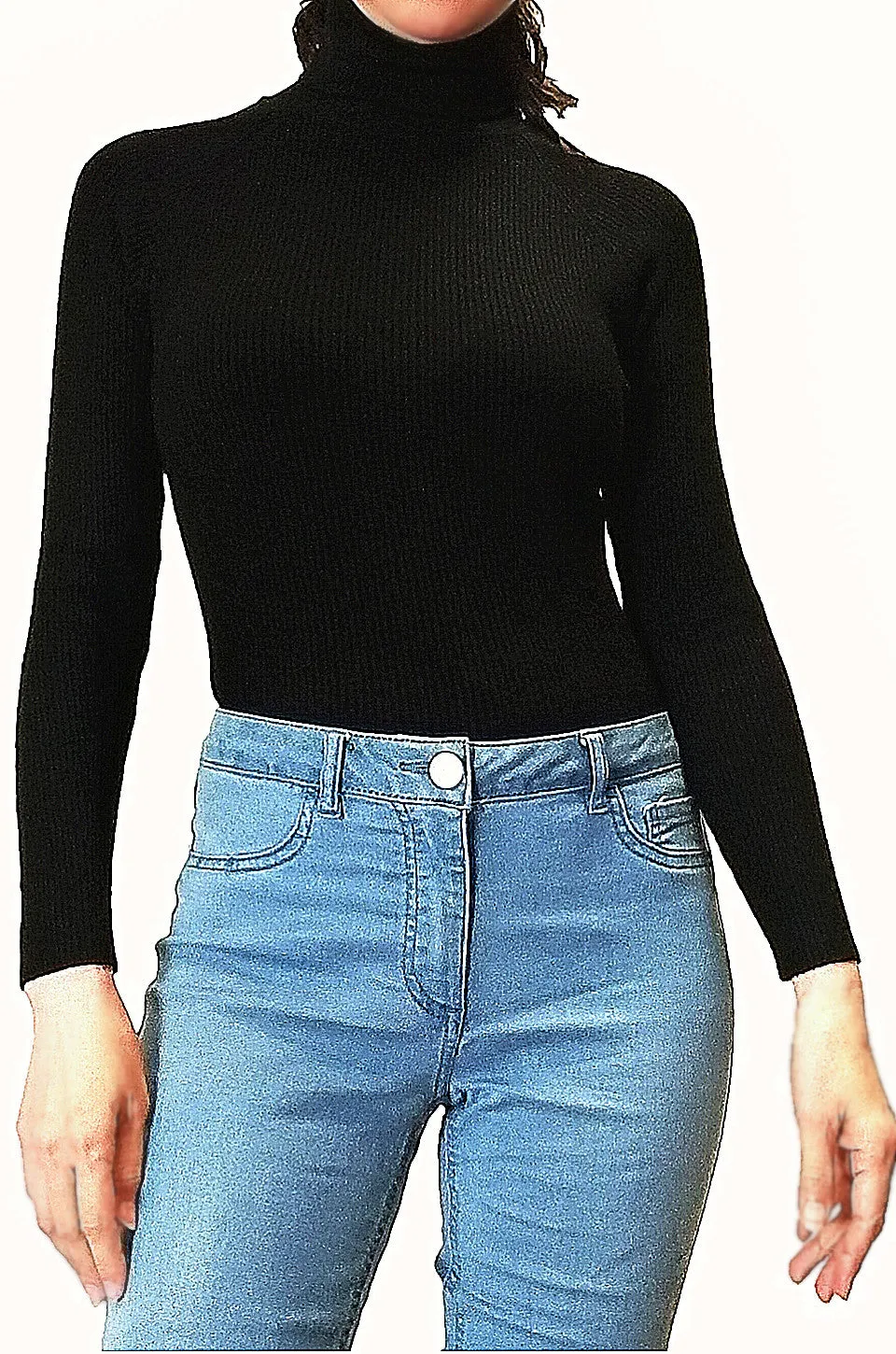MISS PINKI Christina Roll Neck Jumper turtle neck knitwear - Black - S/M