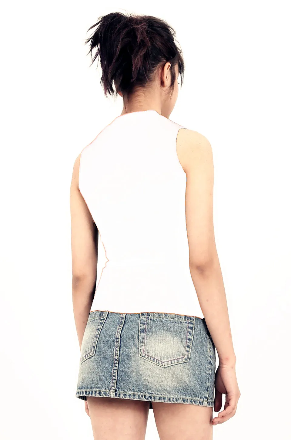 MISS PINKI Madelyn sleeveless knitwear top - white - high neck knitwear - Petite