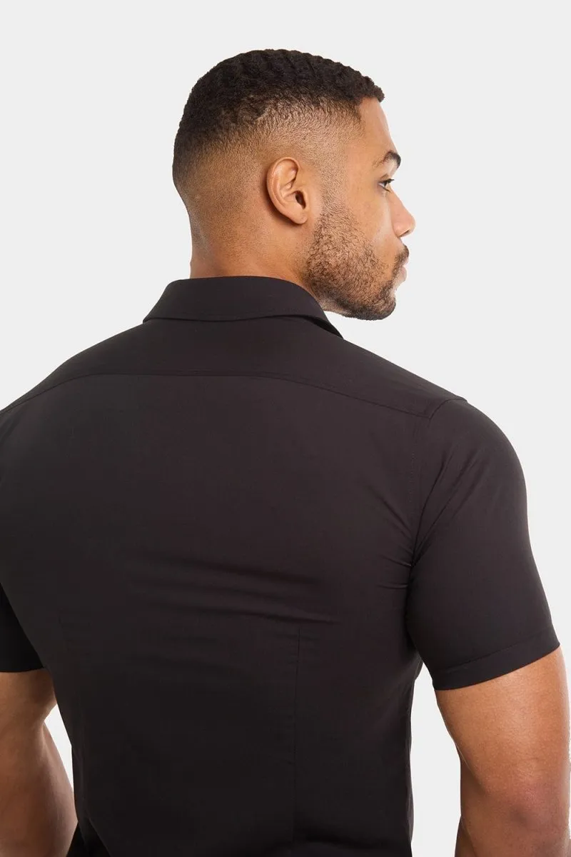 Muscle Fit Short Sleeve Bamboo Shirt in Black