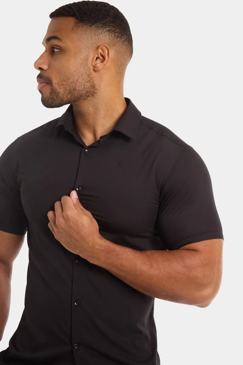 Muscle Fit Short Sleeve Bamboo Shirt in Black