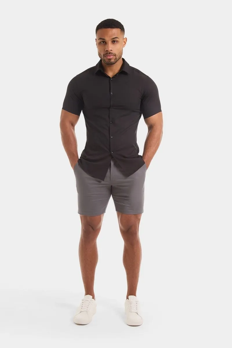 Muscle Fit Short Sleeve Bamboo Shirt in Black