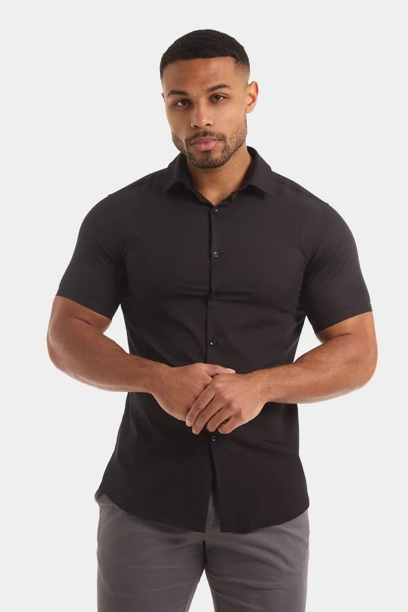 Muscle Fit Short Sleeve Bamboo Shirt in Black
