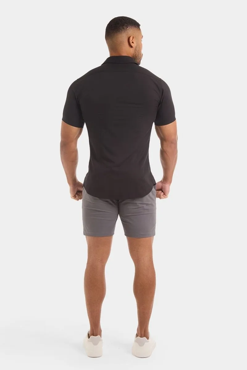 Muscle Fit Short Sleeve Bamboo Shirt in Black