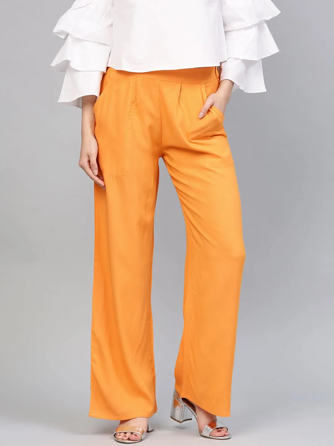 Mustard Solid Rayon Palazzo