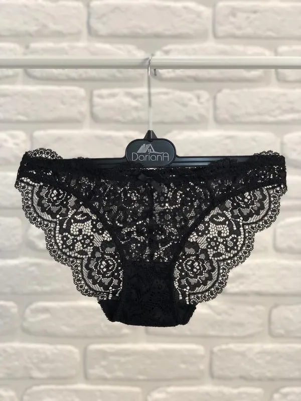 New Women's Lace Panty by Mandhari, black, Sz M!