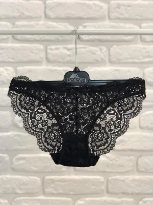 New Women's Lace Panty by Mandhari, black, Sz M!
