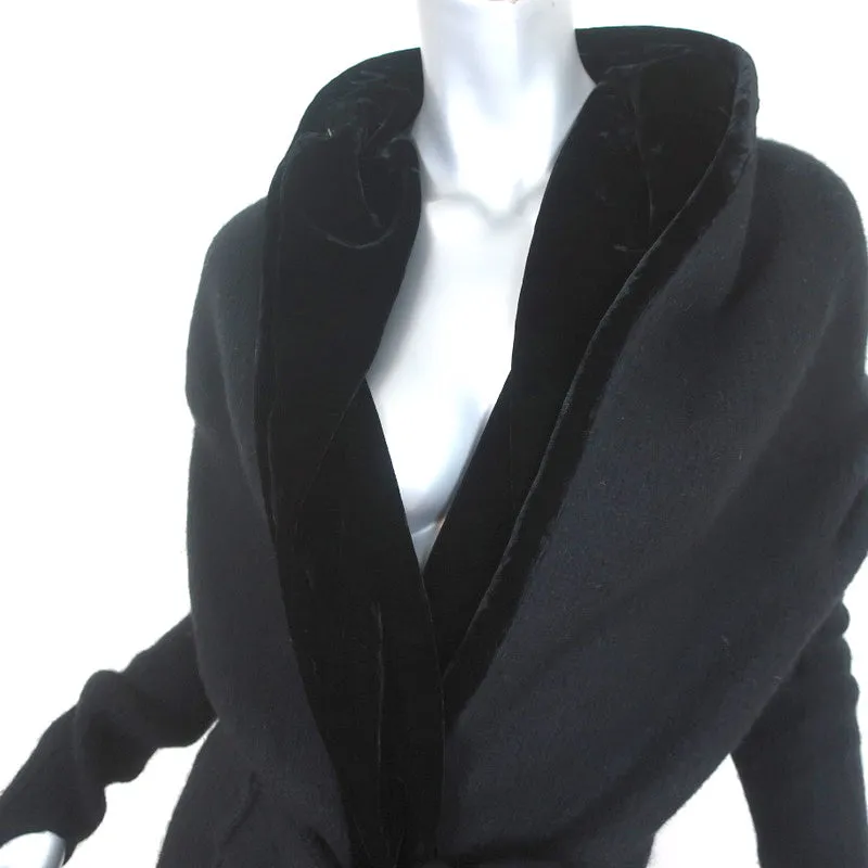 Nicholas K Sils Hooded Sweater Black Alpaca & Velvet Size Extra Extra Small