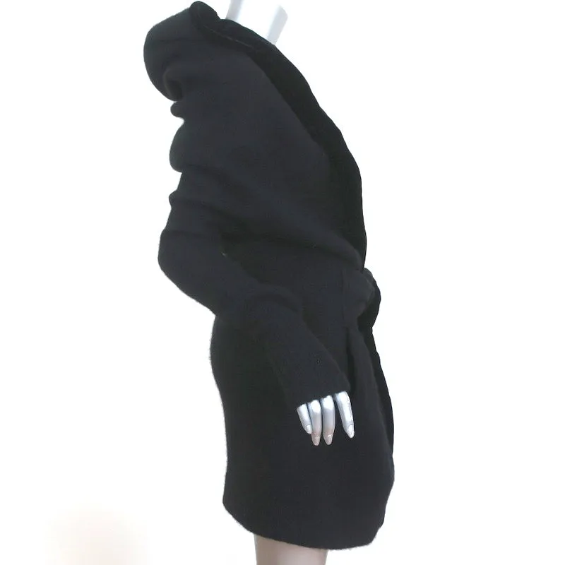 Nicholas K Sils Hooded Sweater Black Alpaca & Velvet Size Extra Extra Small