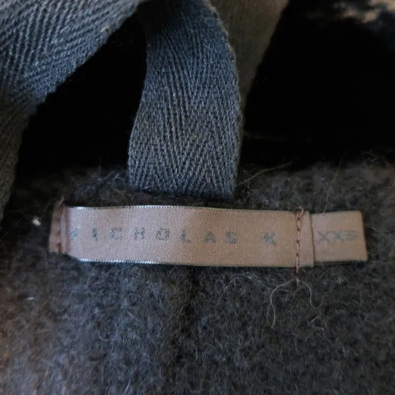 Nicholas K Sils Hooded Sweater Black Alpaca & Velvet Size Extra Extra Small