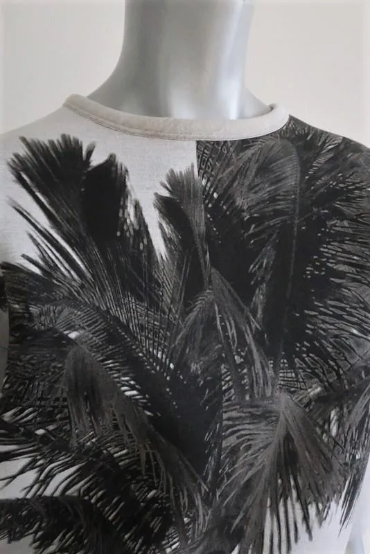 No. 21 Palm Tree Sweatshirt Light Gray Neoprene Size 40 Lace-Back Pullover