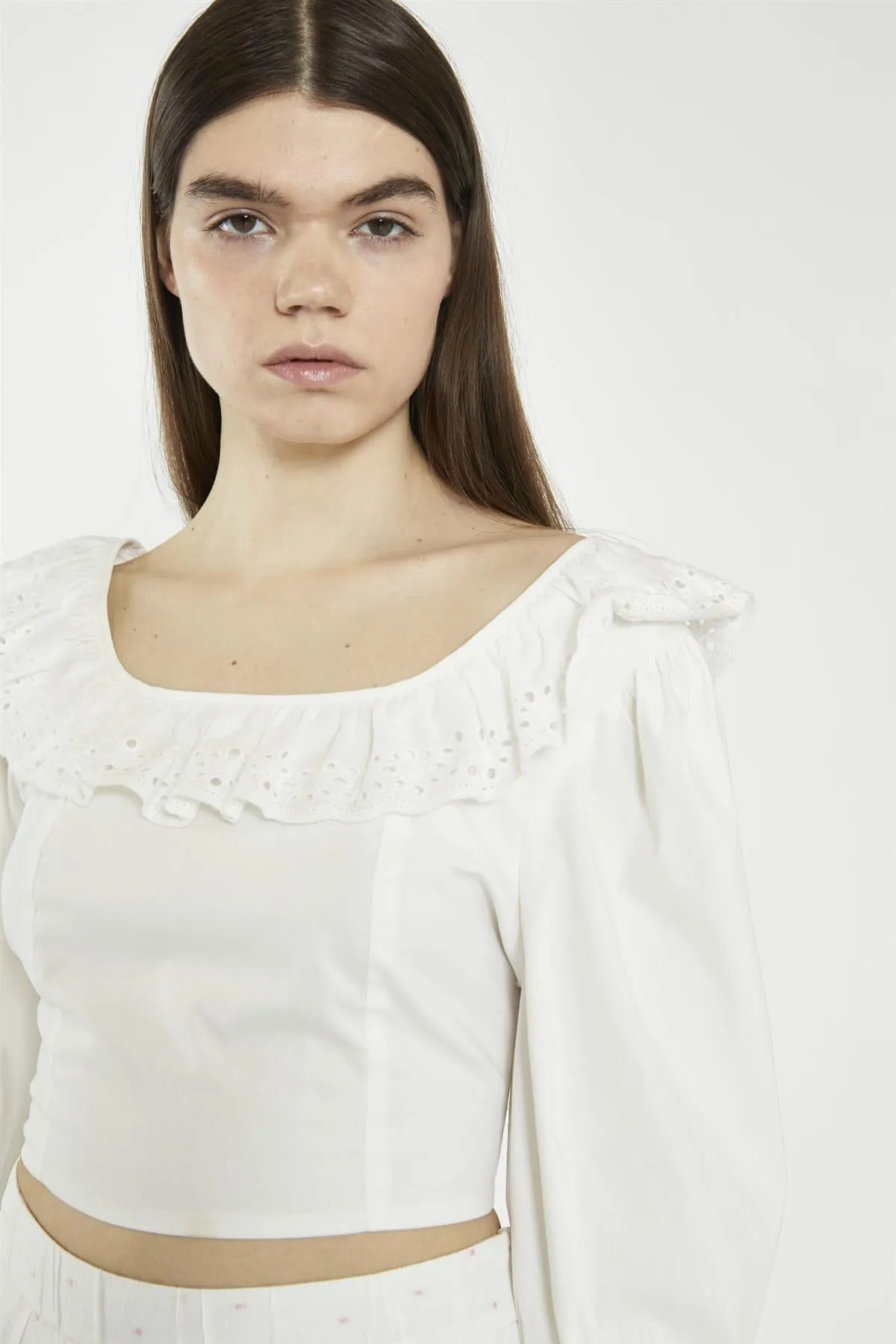Off-White Lace-Frill Crop-Top