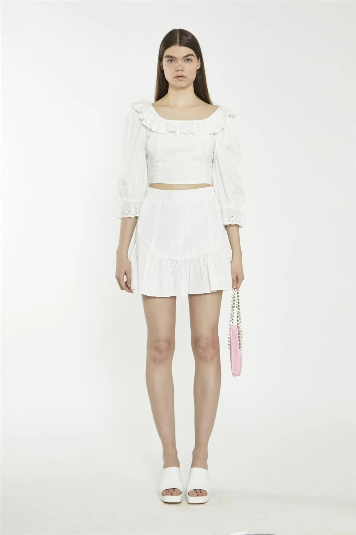 Off-White Lace-Frill Crop-Top