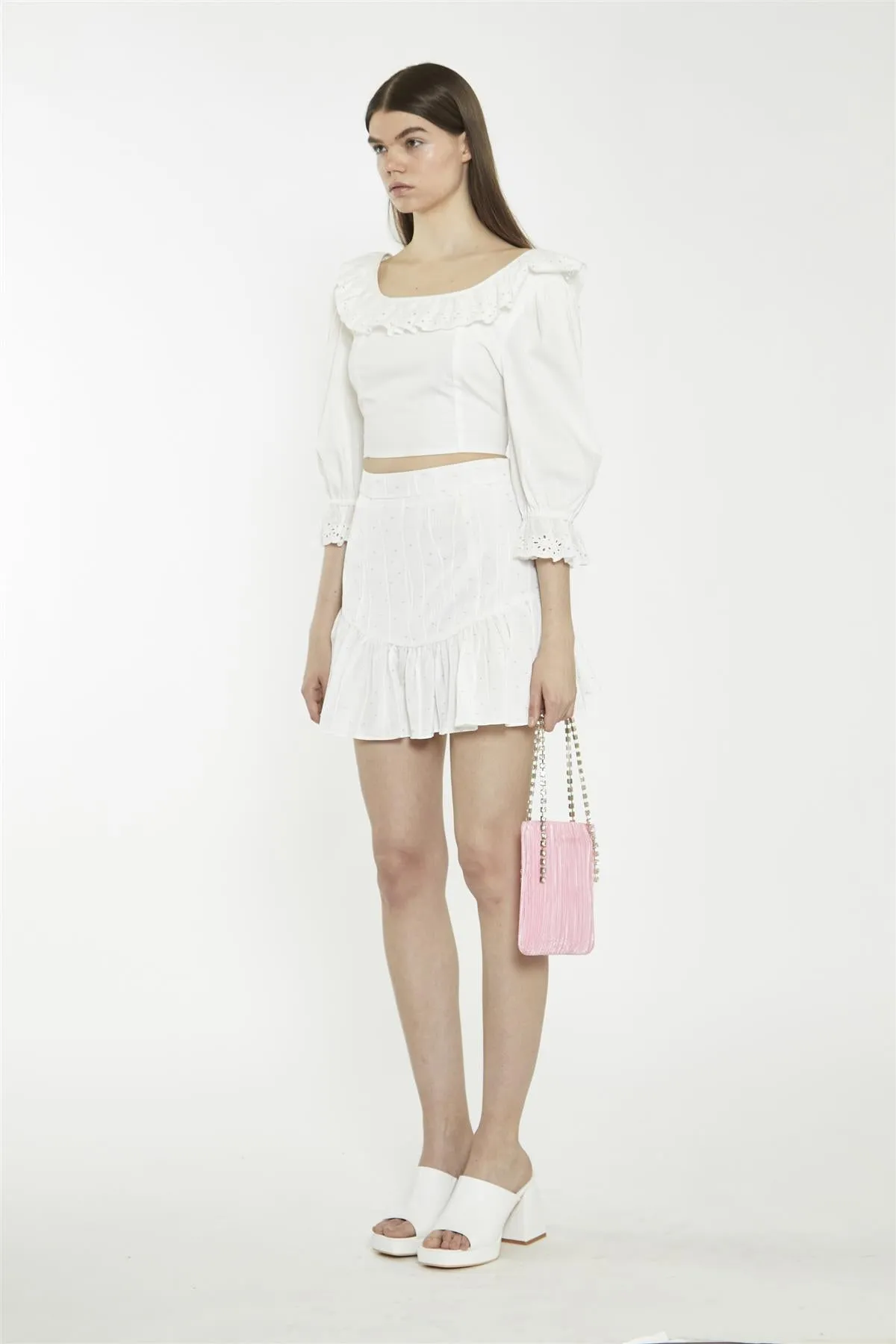Off-White Lace-Frill Crop-Top