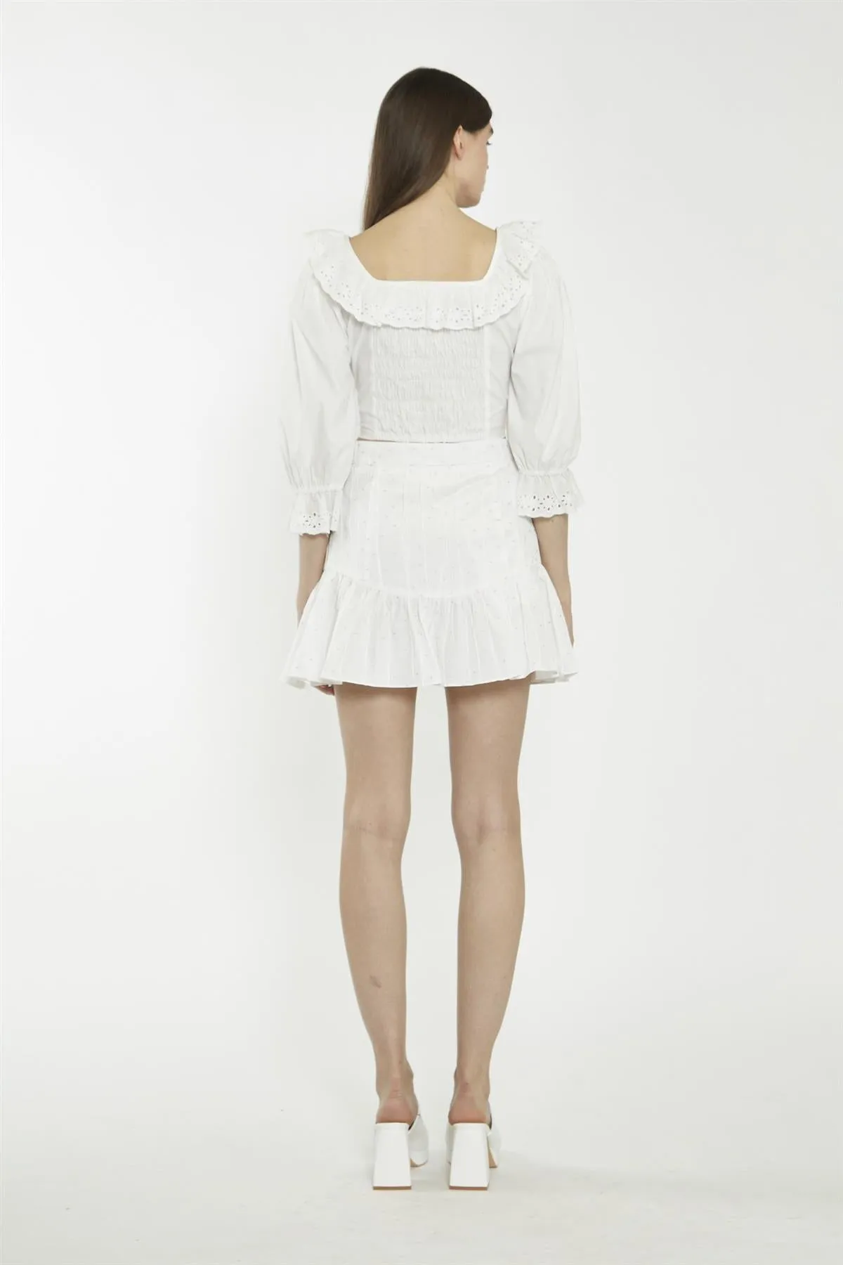 Off-White Lace-Frill Crop-Top