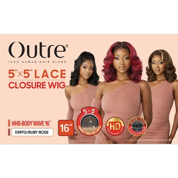 Outre Human Hair Blend 5x5 Lace Closure Wig - HHB BODY WAVE 16"