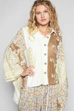 Oversize Crochet Lace Contrast Top
