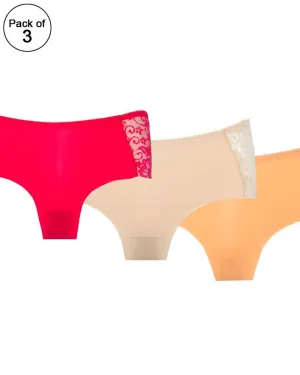 Pack of 3 - Embroidered Cotton Net Panty For Women