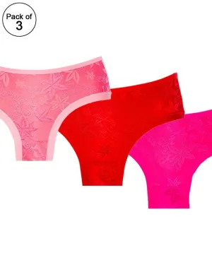 Pack of 3 - Sexy Soft Embroidered Cotton Panty For Ladies