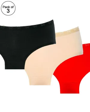 Pack of 3 - Sexy Soft Plain Cotton Panty For Ladies