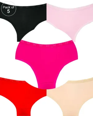 Pack of 5 - Sexy Soft Plain Cotton Panty For Ladies