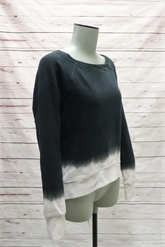 Pam & Gela Sweatshirt Annie Black/White Ombre Size Petite Back-Zip Pullover