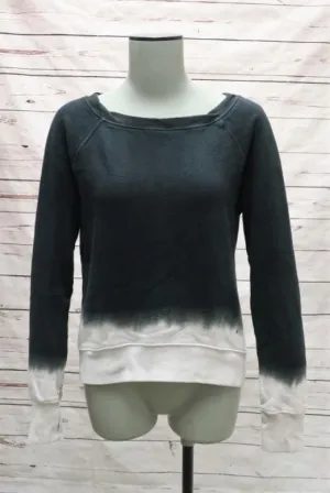 Pam & Gela Sweatshirt Annie Black/White Ombre Size Petite Back-Zip Pullover