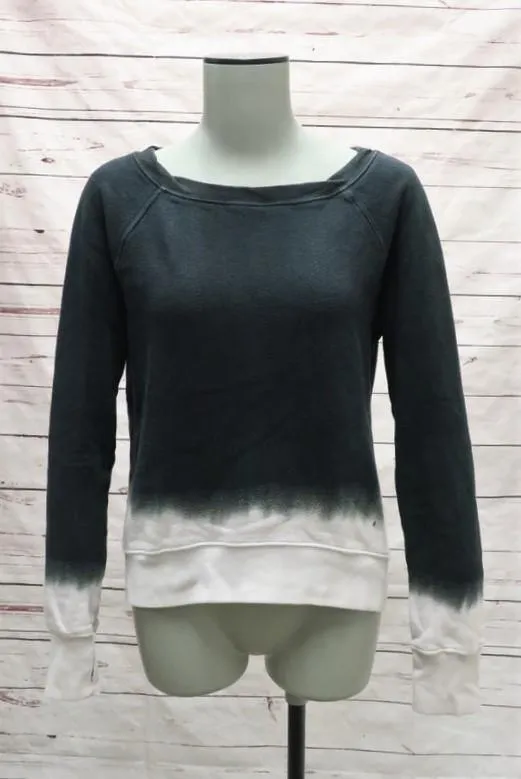Pam & Gela Sweatshirt Annie Black/White Ombre Size Petite Back-Zip Pullover