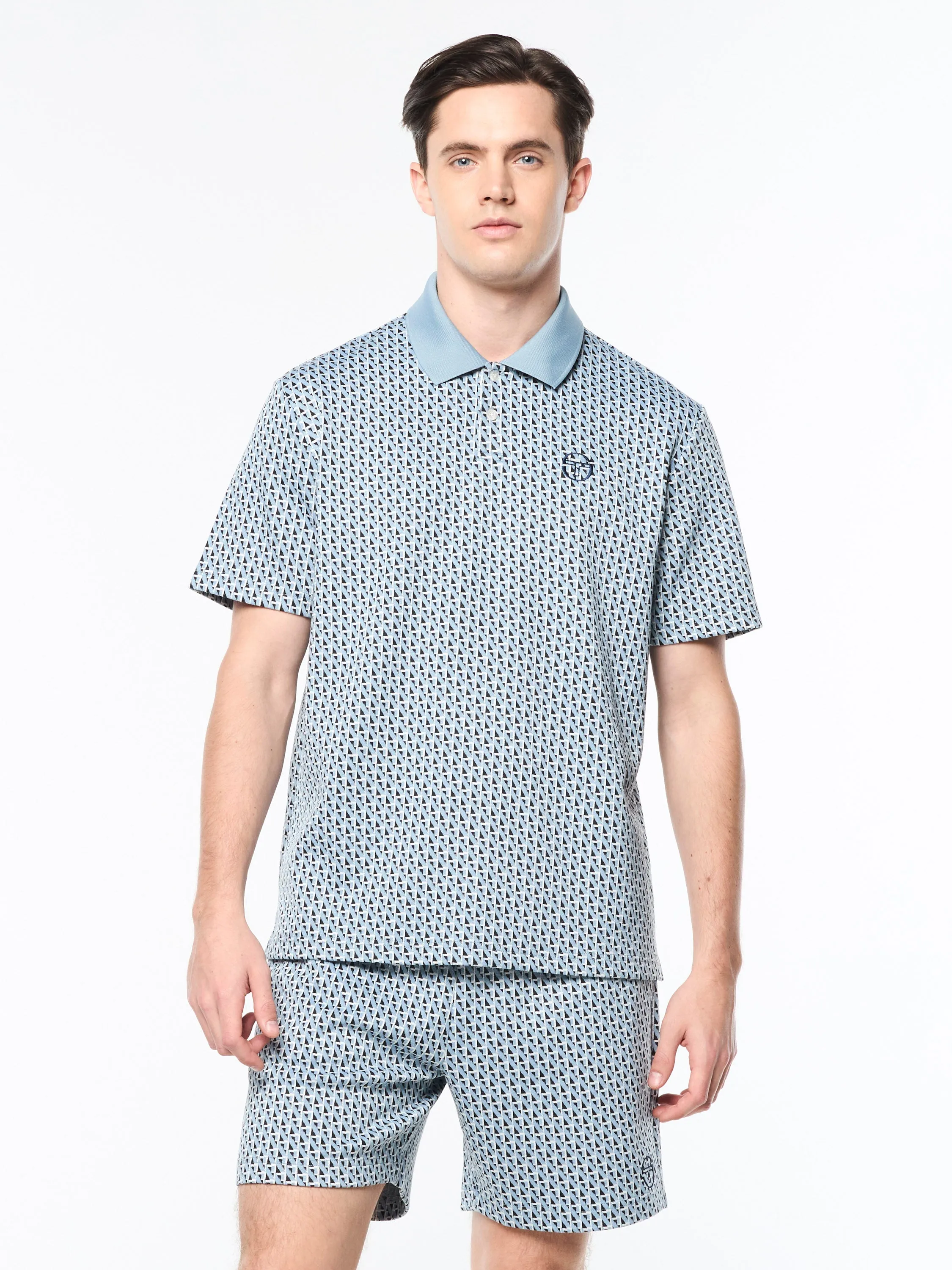 Paolo Knit Polo- Faded Denim