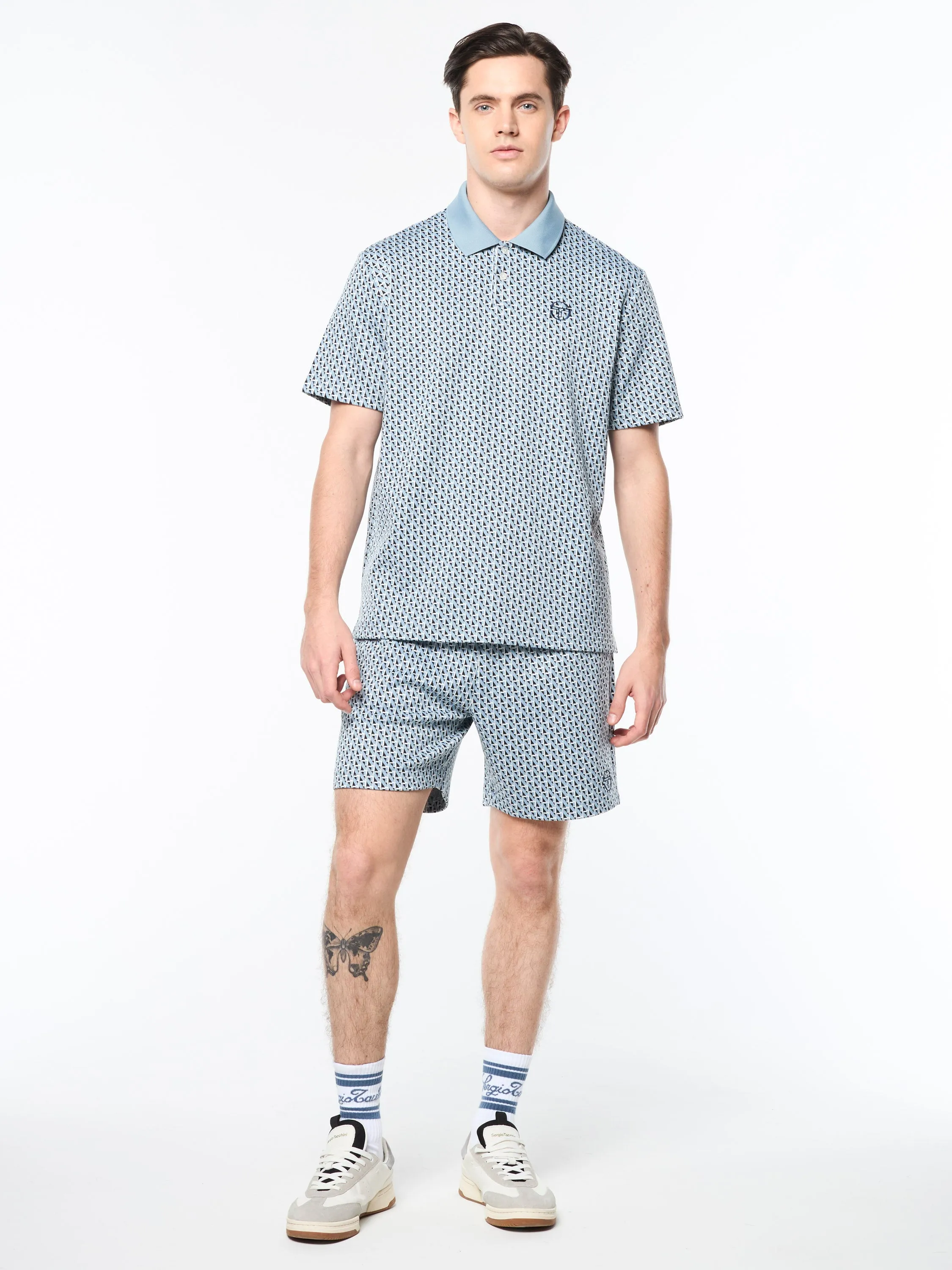 Paolo Knit Polo- Faded Denim