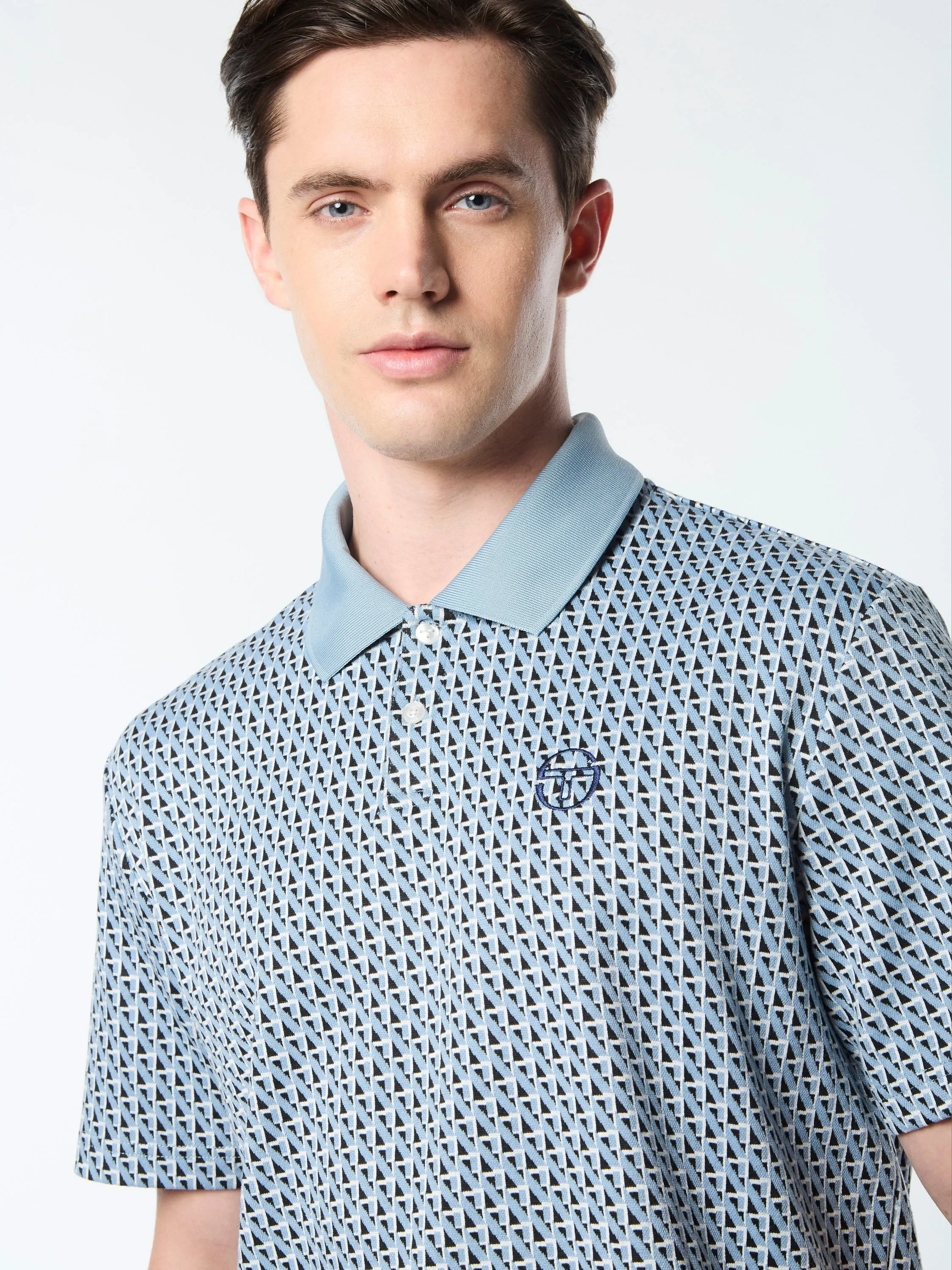 Paolo Knit Polo- Faded Denim