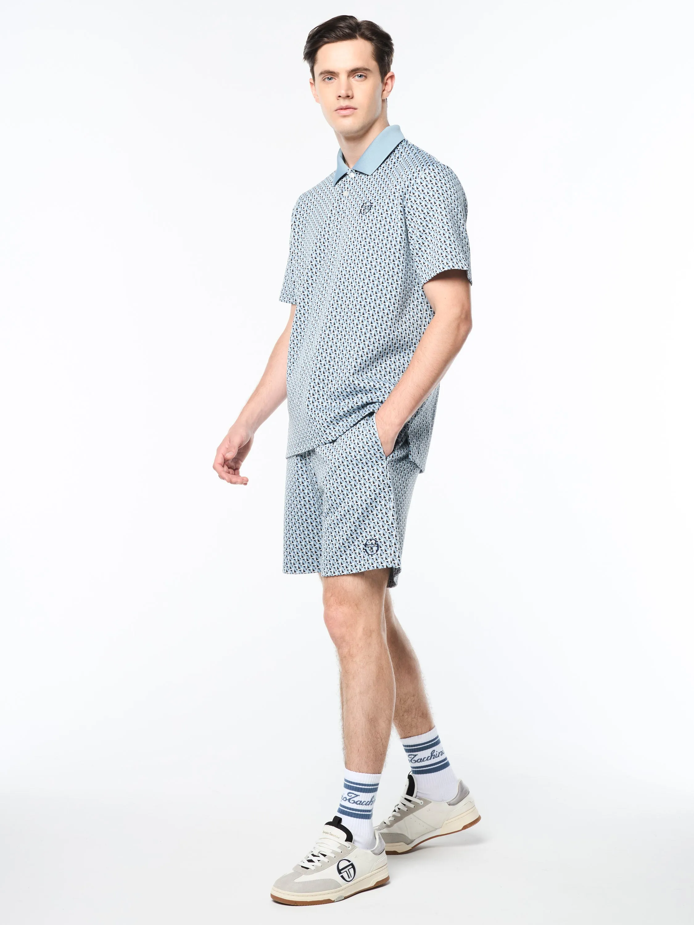 Paolo Knit Polo- Faded Denim