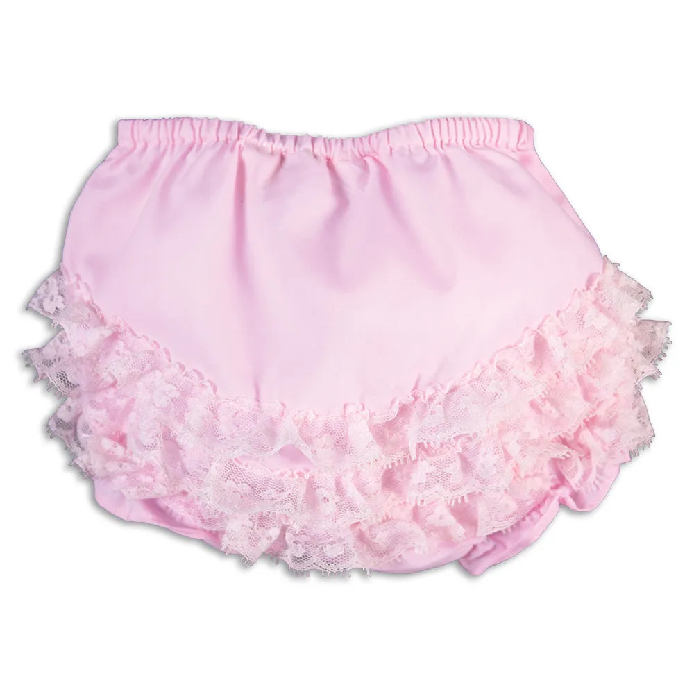 Pink Diaper Cover with Ruffled Lace