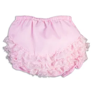Pink Diaper Cover with Ruffled Lace