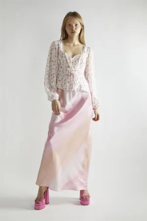 Pink Watercolour-Floral V-Neck Top